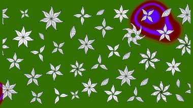 Yeşil ve nötr renklerde çiçekler. Çiçekli karalama şeklinde Raster çiçek deseni. Yumuşak, yaz çiçekli arka plan.