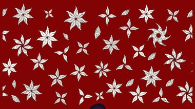 Düz Çiçek Elementleri Tasarımı. Sevimli çiçek raster deseni. Kırmızı ve nötr renklerde çiçekler. Renkli Yaz Teması çizim şablonu.