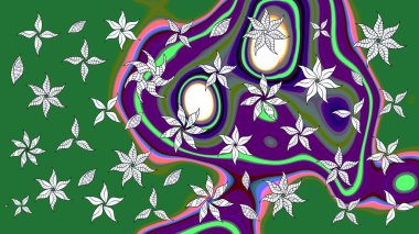 Tekrar eden çiçek arkaplanı, zarif yeşil ve nötr çiçek duvar kağıdı. Yeşil ve nötr renkler üzerine çiçek desenli çizimler, el yapımı papatyalar, papatyalar..