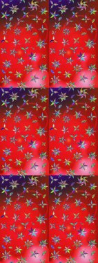 Düz Çiçek Elementleri Tasarımı. Renkli Yaz Temalı eskiz kalıbı. Sevimli çiçek raster deseni. Kırmızı ve pembe renkte çiçekler.