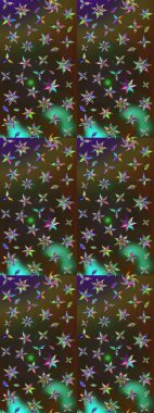 Kahverengi ve yeşil renkli şirin çiçek desenleri. Renkli Bahar Teması eskiz kalıbı. Düz Çiçek Elementleri Tasarımı. Raster Modaya uygun kumaş deseni.