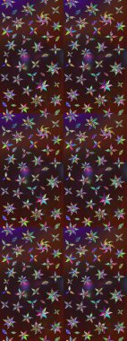 Raster illüstrasyonundaki çiçek desenli çizim. Kahverengi ve mor renkte çiçekler.