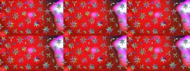 Raster suluboya çiçek deseni, narin çiçekler, kırmızı ve pembe çiçekler, tebrik kartı şablonu. Raster Güzel kumaş deseni.