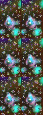 Yeşil ve kahverengi renkli etnik çiçekli zarif eskiz deseni. Raster Çiçek İllüstrasyonu güzel tekstil..