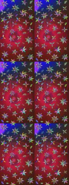 Çiçekli zambakların eskiz geçmişi. Çiçek tasarımı için inanılmaz bir kolaj cenneti tarzı. Parlak çiçekli kolaj çiçekleri kırmızı ve kahverengi.