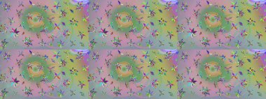 Raster - stok. Tarafsız ve yeşil çiçekli eskiz deseni, suluboya çiçek deseni, şirin çiçek, duvar kağıdı, kart veya kumaş için fayanslı.