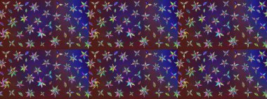 Renkli çizim kalıbı. Çiçek duvar kâğıdı. Raster illüstrasyonu. Mor ve mor renkli şirin tekstil. Çiçek arka planı.