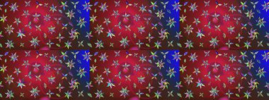 Raster Floral Illustration, Asyalı tekstil. Kırmızı ve kahverengi renkli etnik çiçeklerle zarif bir eskiz deseni..