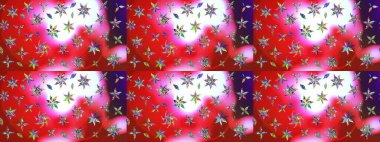 Raster düz çiçek çizim deseni. Kırmızı ve pembe renkte çiçekler. Tasarım hediye paketi, tebrik kartları, posterler ve afiş tasarımı.