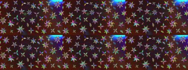 Raster Çiçek İllüstrasyonu 'nun şirin tekstili. Kahverengi ve mor renkli etnik çiçeklerle zarif bir eskiz deseni..