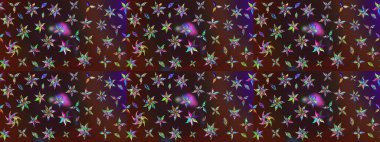 Raster illüstrasyonu. Çiçekli güzel suluboya desen. Kahverengi ve mor renklerde.