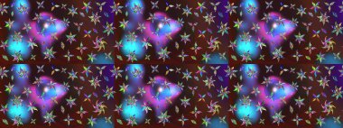 Kahverengi ve mor renkli çiçekler. Raster düz çiçek çizim deseni. Tasarım hediye paketi, tebrik kartları, posterler ve afiş tasarımı.