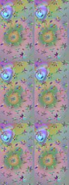 Renkli Bahar Teması eskiz kalıbı. Raster illüstrasyonundaki çiçek desenli çizim. Düz Çiçek Elementleri Tasarımı. Tarafsız ve mavi renkte çiçekler.