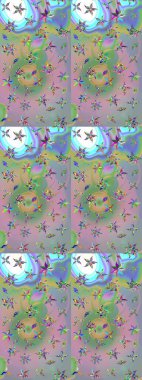 Şirin çiçekler. Raster Moda kumaş deseni. Çizgi çizimi deseni.