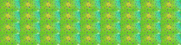 Raster Çiçek İllüstrasyonu güzel tekstil. Yeşil ve sarı renkli etnik çiçeklerle zarif bir eskiz deseni..