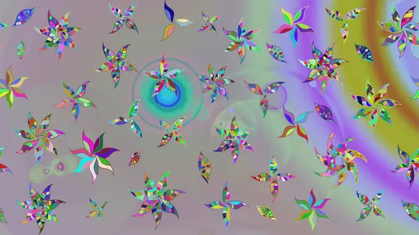 Gri ve nötr renkte çiçekler. Raster illüstrasyonu. Çiçek desenli eskiz, vuruşlar, sıçramalar, yaz çiçekleri..