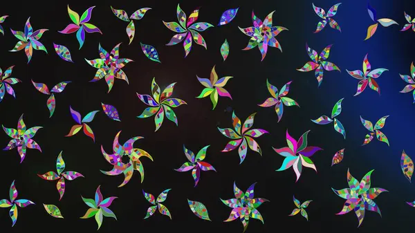 Gri ve mavi renklerde bahar çiçekleri. Raster illüstrasyonu. Raster çiçek desenli ve çiçekli..