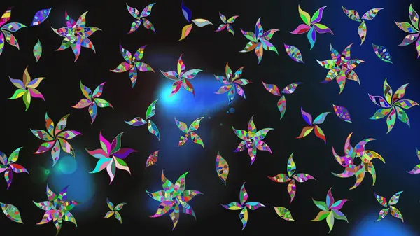 Gri ve mavi renkte çiçekler. Raster illüstrasyonunda çiçek deseni çizimi.