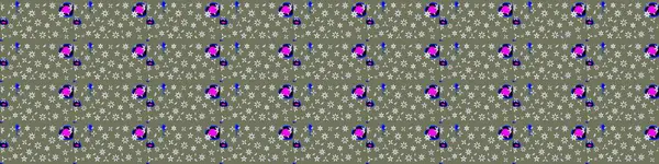 Yeşil ve beyaz renkli etnik çiçekli zarif eskiz deseni. Raster Çiçek İllüstrasyon Şirin Tekstil.