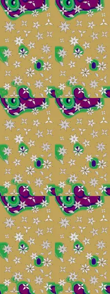 Sarı ve nötr renklerde etnik çiçekli zarif eskiz deseni. Raster Çiçek İllüstrasyon Şirin Tekstil.