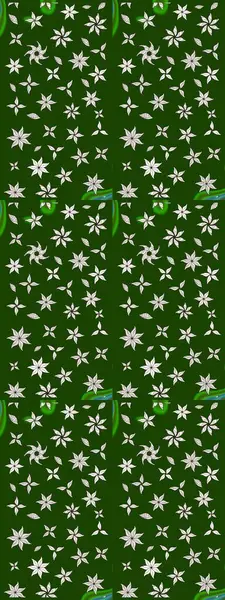 Yeşil ve nötr renklerde çiçekler. Raster illüstrasyonu. Raster illüstrasyonu. Asya tekstil tarzında. Çiçek desenini çiz.