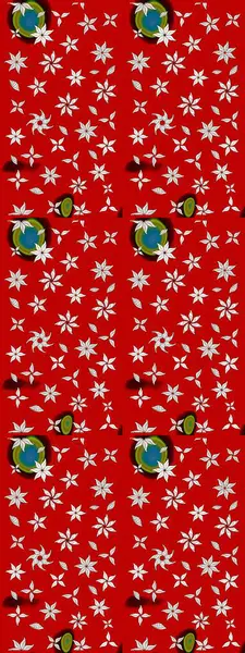 Tekrar eden çiçek arkaplanı, zarif kırmızı ve nötr çiçek duvar kağıdı. Kırmızı ve nötr renkler üzerine çiçek desenli çizimler, el yapımı papatyalar, papatyalar..