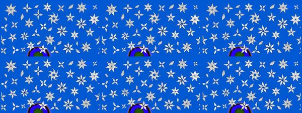 Raster Modaya uygun kumaş deseni. Düz Çiçek Elementleri Tasarımı. Renkli Bahar Teması eskiz kalıbı. Mavi ve nötr renklerle sevimli çiçek deseni.