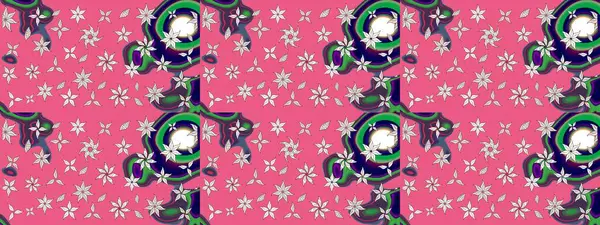 Pembe ve nötr kıvırcık çiçekler pembe ve nötr renklerde şekillenir. Raster illüstrasyonu. Klasik çiçek tasarım elementleri.