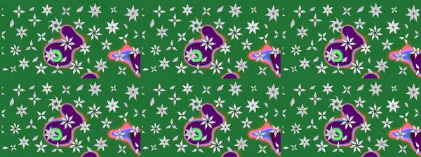 Raster illüstrasyonu. Yeşil ve nötr renklerde çiçekler. Tropikal çizim çiçek deseni.