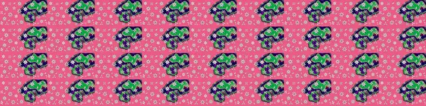 Renkli Bahar Teması eskiz kalıbı. Düz Çiçek Elementleri Tasarımı. Sevimli çiçek raster deseni. Pembe ve yeşil renkte çiçekler.