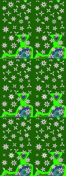 El çizimi çiçek çizimi deseni (fayans). Tekstil için suluboya eskiz deseni. Şirin çiçekler, desenli, yeşil ve nötr renklerle renkli çizim deseni.