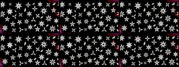 Siyah ve nötr renklerde çiçekler. Raster illüstrasyonunda çiçek deseni çizimi.