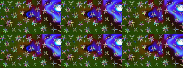 Renkli Yaz Temalı eskiz kalıbı. Yeşil ve kahverengi renkli çiçekler. Düz Çiçek Elementleri Tasarımı. Çiçekli retro deseni çiz.