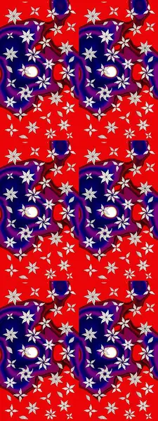 Kırmızı ve mavi renkte güzel çiçekli eskiz deseni, suluboya çiçek deseni, duvar kağıdı, kart ya da kumaş için fayanslı. Raster..