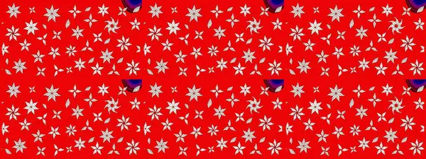 Küçük çiçekteki sevimli çiçek deseni. Renkli ve nötr raster çizimi. Birçok kırmızı ve nötr soyut çiçekli tropik çizim deseni.