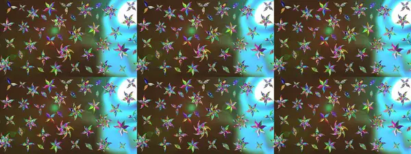 Raster illüstrasyonu. Renkli çizim kalıbı. Çiçek duvar kâğıdı. Kahverengi ve yeşil renkli şirin tekstil. Çiçek arka planı.