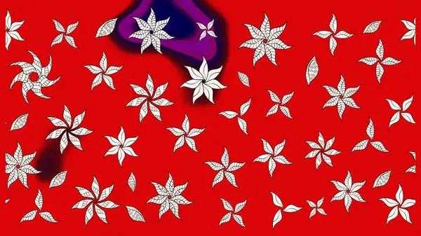 Parlak renkli fantezi çiçekleri, yapraklar, kırmızı ve nötr renklerde tomurcuklar kırmızı ve nötr. Suluboya el çizimi elementli çiçek çizimi deseni.