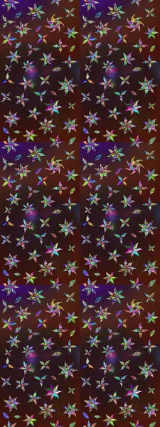 Raster illüstrasyonundaki çiçek desenli çizim. Kahverengi ve mor renkte çiçekler.