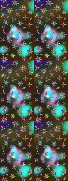 Yeşil ve kahverengi renkli etnik çiçekli zarif eskiz deseni. Raster Çiçek İllüstrasyonu güzel tekstil..