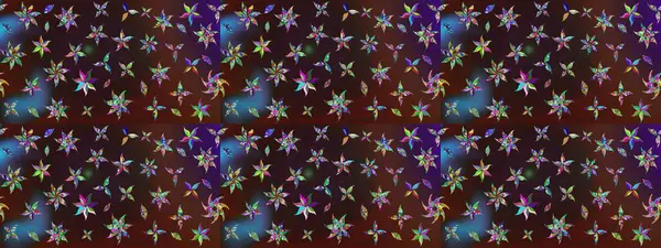 Çiçekli çiçek deseni, suluboya. Kahverengi ve mor renkli çiçekler. Raster illüstrasyonu. Renkli Bahar Teması eskiz kalıbı. Düz Çiçek Elementleri Tasarımı.