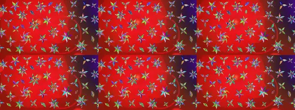 Renkli Bahar Teması eskiz kalıbı. Sevimli çiçek raster deseni. Kırmızı ve mor renkte çiçekler. Düz Çiçek Elementleri Tasarımı.