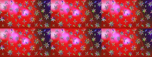 Düz Çiçek Elementleri Tasarımı. Renkli Bahar Teması eskiz kalıbı. Çiçek desenli çizim. Güzel kumaş deseni. Asya tekstil tarzında. Raster illüstrasyonu.