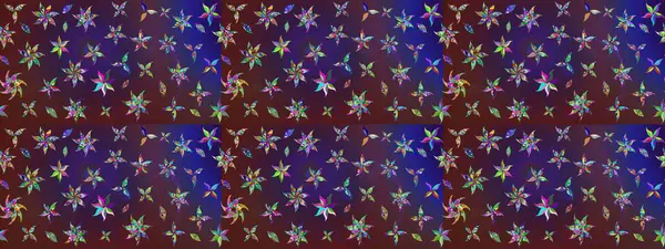 Renkli çizim kalıbı. Çiçek duvar kâğıdı. Raster illüstrasyonu. Mor ve mor renkli şirin tekstil. Çiçek arka planı.