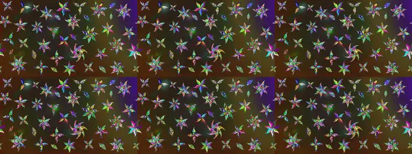 Renkli Bahar Teması eskiz kalıbı. Çiçeksel fantezi tasarımı ve parlak bir arka plan çizimi. Düz Çiçek Elementleri Tasarımı.