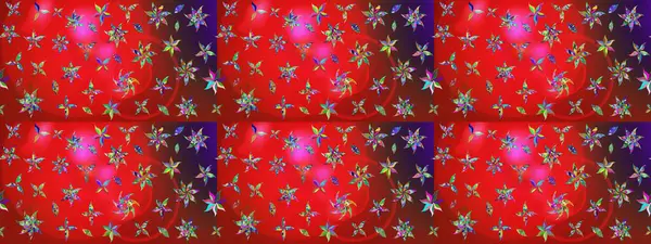 Raster illüstrasyonu. Kırmızı ve kahverengi renkte çiçekler. Çiçek desenli eskiz, vuruşlar, sıçramalar, yaz çiçekleri..