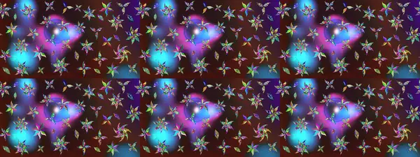 Kahverengi ve mor renkli çiçekler. Raster düz çiçek çizim deseni. Tasarım hediye paketi, tebrik kartları, posterler ve afiş tasarımı.