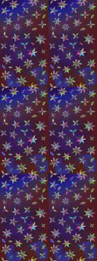 Raster illüstrasyonu. Çiçek ve yapraklı karalama şeklinde Raster çiçek deseni. Yumuşak, bahar çiçekleri mor ve mor renkte.