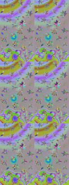 Düz Çiçek Elementleri Tasarımı. Renkli Bahar Teması eskiz kalıbı. Güzel kumaş deseni. Raster illüstrasyonunda çiçek deseni çizimi.