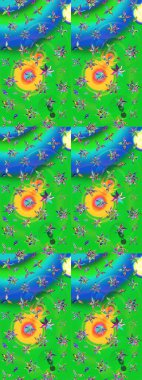 Raster illüstrasyonu. Eski usul küçük çiçekli şirin bir eskiz deseni. Moda arka planında parlak buketler. Kumaş, duvar kâğıdı ve kağıda yazdırmak için gelişen arkaplan.