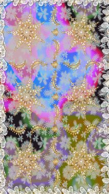 Tarafsız renklerde altın çiçekli altın desenler. Senin tasarımın için, duvar kağıdı. Altın rengi, kusursuz çizim. Raster geometrik arkaplanı.